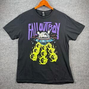 Gildan Softstyle Fall Out Boy T-Shirt Men's Large Black Graphic Rock Band Music